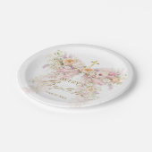 Bloom Floral Bow Girl Baptism ペーパープレート (アングル)