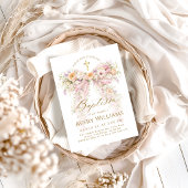 Bloom Floral Bow Girl Baptism 招待状