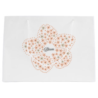 Bloom Floral Design – Beige and Orange Flower  ラージペーパーバッグ