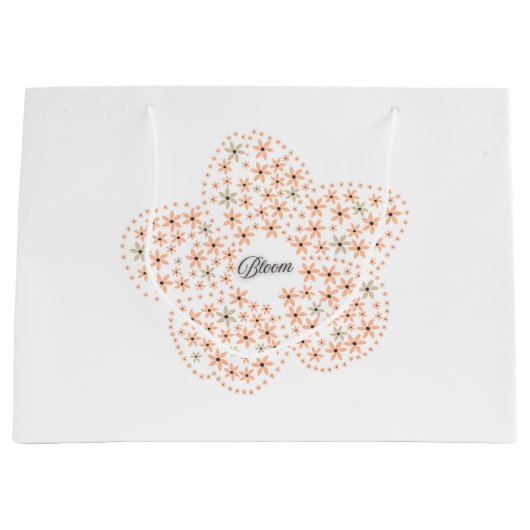 Bloom Floral Design – Beige and Orange Flower  ラージペーパーバッグ (正面)