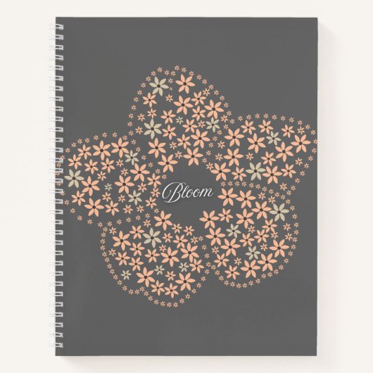 Bloom Floral Design – Dark Elegant Design ノートブック (正面)
