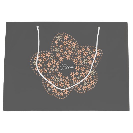 Bloom Floral Design – Dark Elegant Design ラージペーパーバッグ (正面)