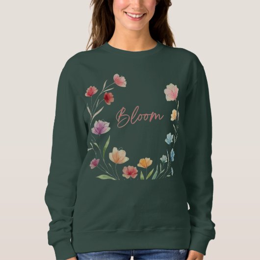 Bloom Floral Soft Pastel Botanical Design スウェットシャツ (正面)