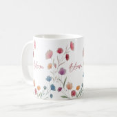 Bloom Floral Soft Pastel Botanical Inspirational  コーヒーマグカップ (正面左)