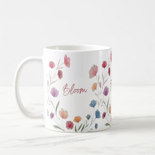 Bloom Floral Soft Pastel Botanical Inspirational  コーヒーマグカップ (左)