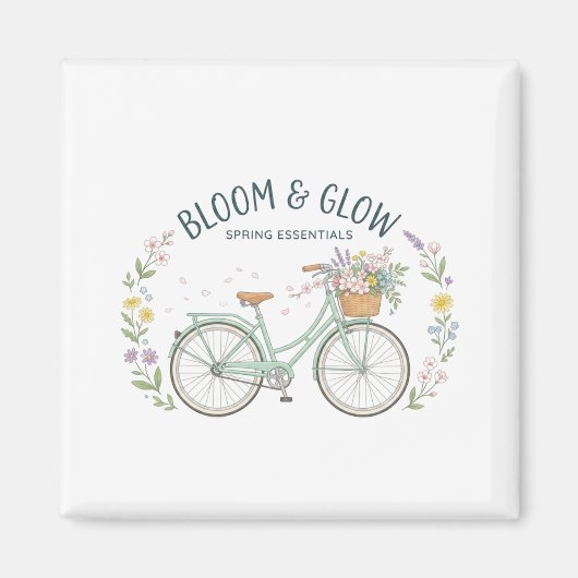 Bloom & Glow ビンテージ フラワー 自転車 スプリング エシカル マグネット (正面)