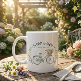 Bloom & Glow ビンテージ フラワー 自転車 春 アート コーヒーマグカップ