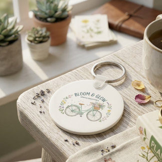 Bloom & Glow Vintage Floral Bicycle Spring Aesthet キーホルダー