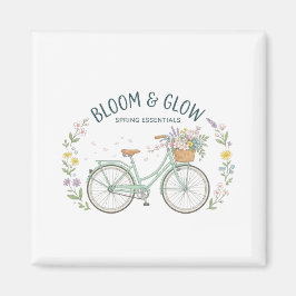 Bloom & Glow Vintage Floral Bicycle Spring Aesthet マグネット
