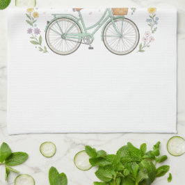 Bloom & Glow Vintage Floral Bicycle Spring Kitchen キッチンタオル