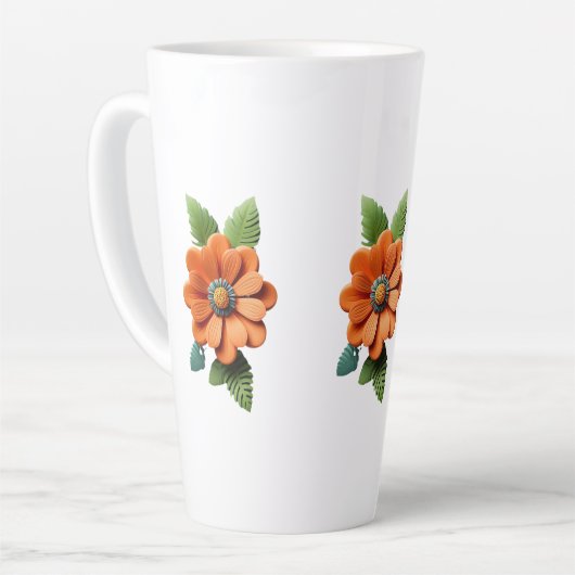 Bloom in Ember Papercut Petals Midnight Marigold E カフェラテマグ (左アングル)