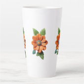 Bloom in Ember Papercut Petals Midnight Marigold E カフェラテマグ (正面)