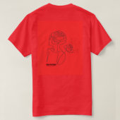 Bloom in Red – Artistic Floral Girl T-Shirt in Cl Tシャツ (デザイン裏面)