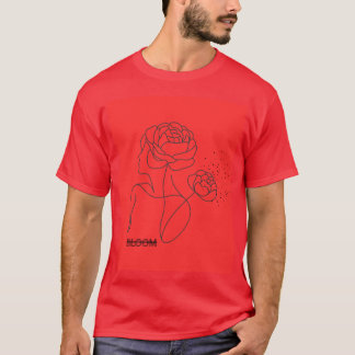 Bloom in Red – Artistic Floral Girl T-Shirt in Cl Tシャツ