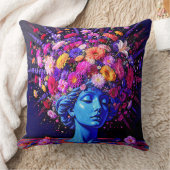 "Bloom of Eternity" – A Colourful Surreal Portrait クッション (ブランケット)