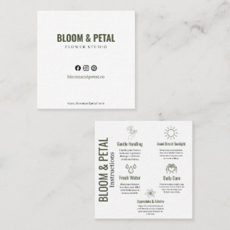 Bloom & Petal グリーン フローラル ビジネスカード