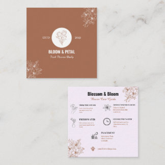 Bloom & Petal 田舎風フラワーショップカード スクエア名刺