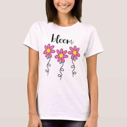Bloom Pink Flowers T-Shirt Tシャツ (正面)