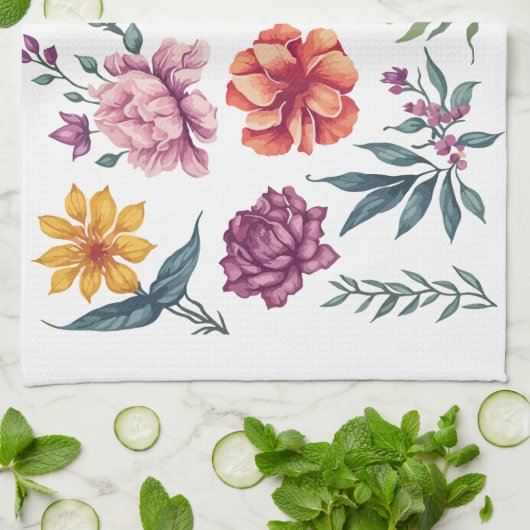 Bloom Pop – Colorful Floral キッチンタオル (折り畳み)