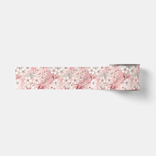 Bloom Sakura Pink Burgundy サテンリボン (正面)