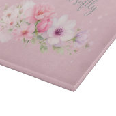Bloom Softly – パステル水彩フラワー カッティングボード (角)