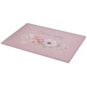 Bloom Softly – パステル水彩フラワー カッティングボード (角)