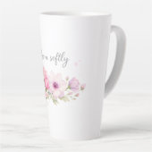 Bloom Softly – パステル水彩フラワー カフェラテマグ (右アングル)