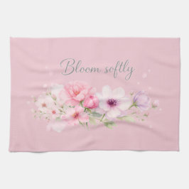 Bloom Softly – パステル水彩フラワー キッチンタオル
