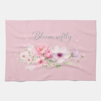 Bloom Softly – パステル水彩フラワー キッチンタオル