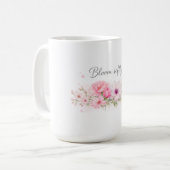 Bloom Softly – パステル水彩フラワー コーヒーマグカップ (正面左)