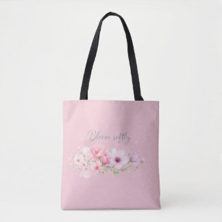 Bloom Softly – パステル水彩フラワー トートバッグ