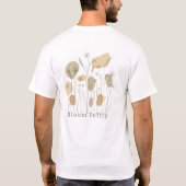 Bloom Softly — ミニマリストの野の花のラインアート Tシャツ (裏面)