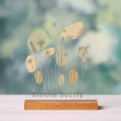Bloom Softly - ミニマリストの野の花 ラインアート アクリルサイン (ニュートラル)