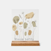 Bloom Softly - ミニマリストの野の花 ラインアート アクリルサイン (正面)