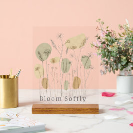 Bloom Softly - ミニマリストの野の花 ラインアート アクリルサイン