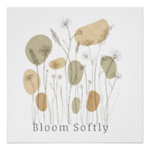 Bloom Softly - ミニマリストの野の花 ラインアート