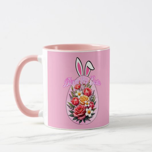 Bloom This Easter – Floral Easter Egg Art - caneca マグカップ (左)