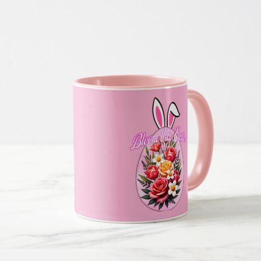Bloom This Easter – Floral Easter Egg Art - caneca マグカップ (正面右)