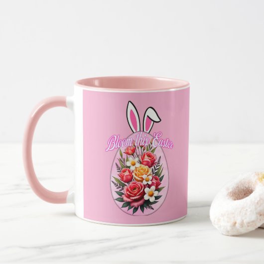 Bloom This Easter – Floral Easter Egg Art - caneca マグカップ (ドーナツ)