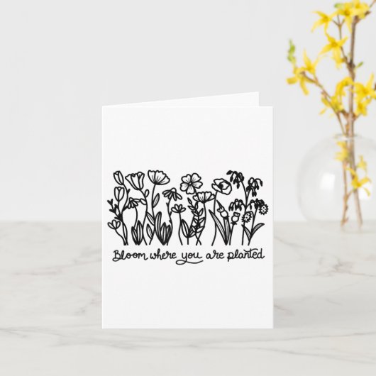 Bloom Where You Are Planted, Botanical, Insrationa カード (黄色い花)