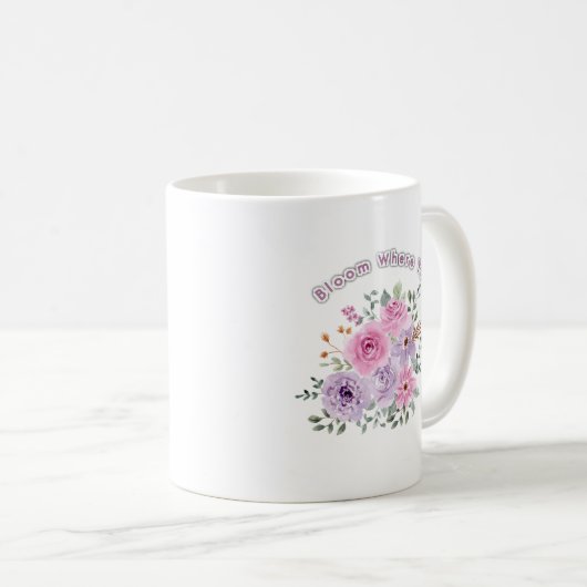 Bloom Where You Are Planted Floral Motivational Qu コーヒーマグカップ (正面右)