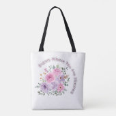 Bloom Where You Are Planted Floral Motivational Qu トートバッグ (裏面)
