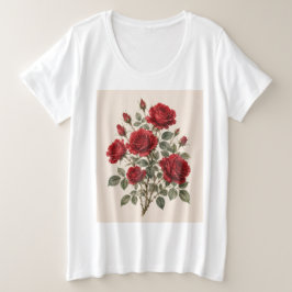 Bloom Where You Are Planted | Vintage Rose Botanic プラスサイズTシャツ