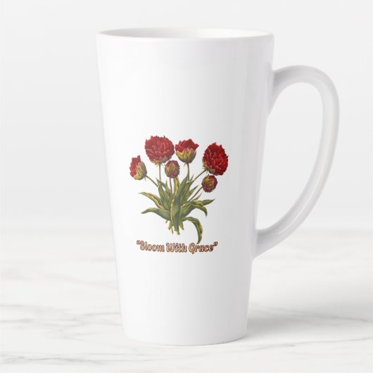 Bloom With Grace フラワー | 上品な植物の引用 カフェラテマグ (右)