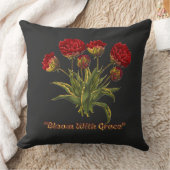 Bloom With Grace フラワー | 上品な植物の引用 クッション (ブランケット)