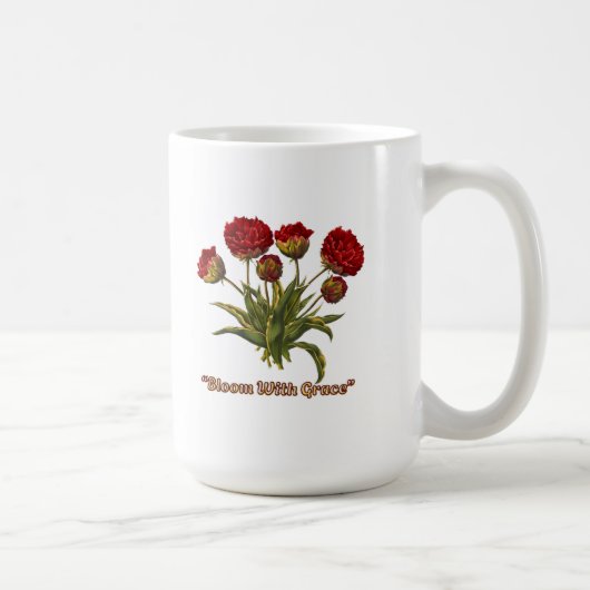 Bloom With Grace フラワー | 上品な植物の引用 コーヒーマグカップ (右)