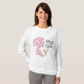 Bloom with Grace - 花をモチーフにした女性のシルエットデザイン Tシャツ (正面フル)