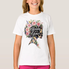 Bloom with Grace Elegant Floral Inspirational Art Tシャツ