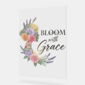 Bloom with Grace Elegant Floral Woman Silhouette アクリルサイン (傾斜)