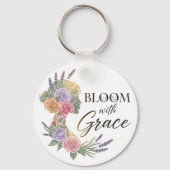 Bloom with Grace Elegant Floral Woman Silhouette キーホルダー (正面)